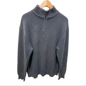 VINTAGE GAP GRAY RIBBED MOCK NECK QUARTER ZIP PULLOVER KNIT LS SWEATER